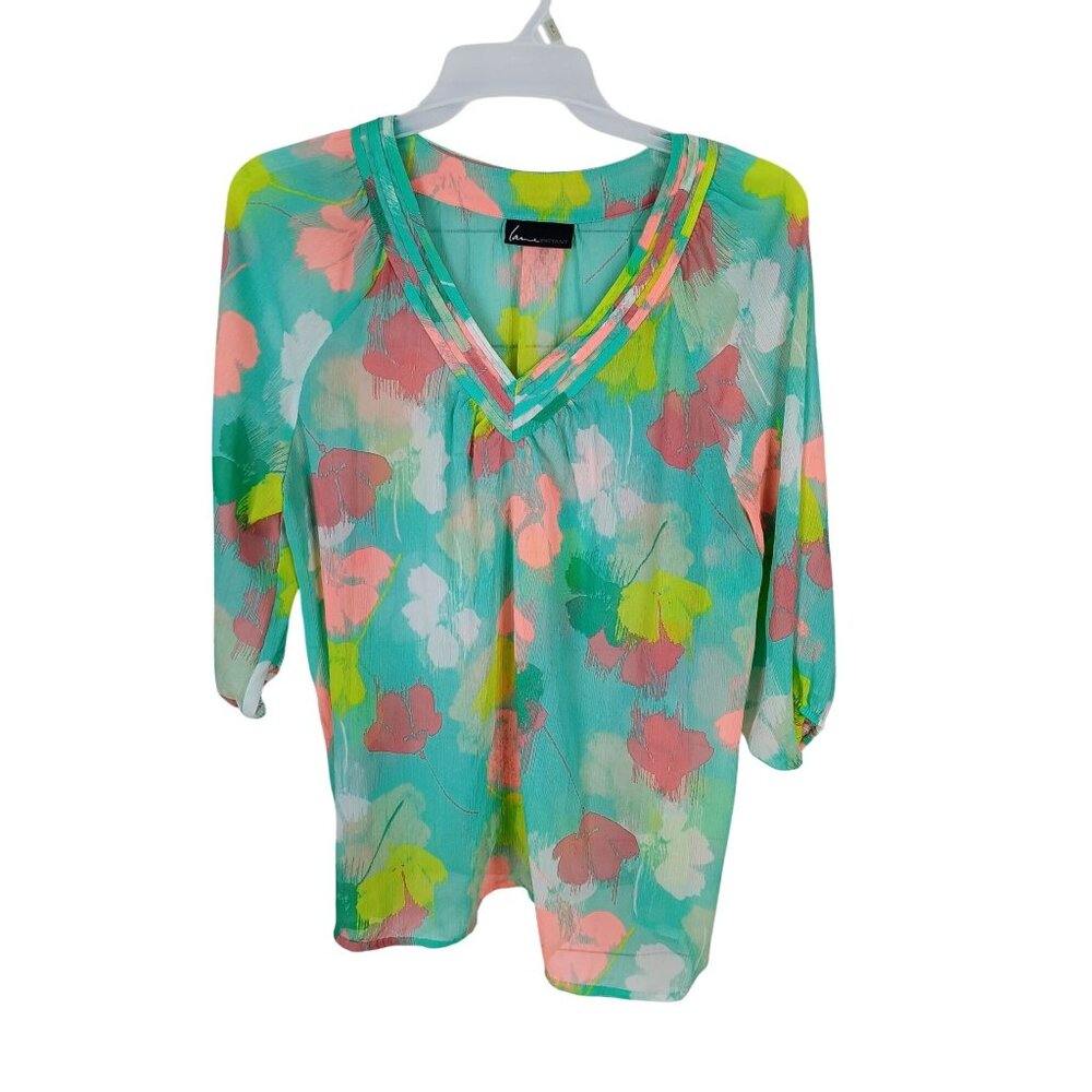Lane Bryant‎ Sheer Blouse Womens 22/24 Plus Size Chiffon Floral Tunic Top